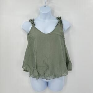 Whimsy Tank Top Large Sage Green Silk Blend Garden Fairy Ethereal Romantic Italy